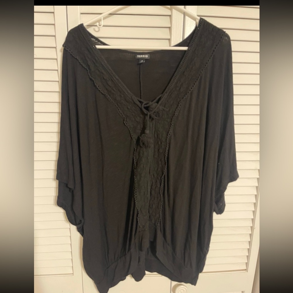Torrid Black Lace Trim Women's Top